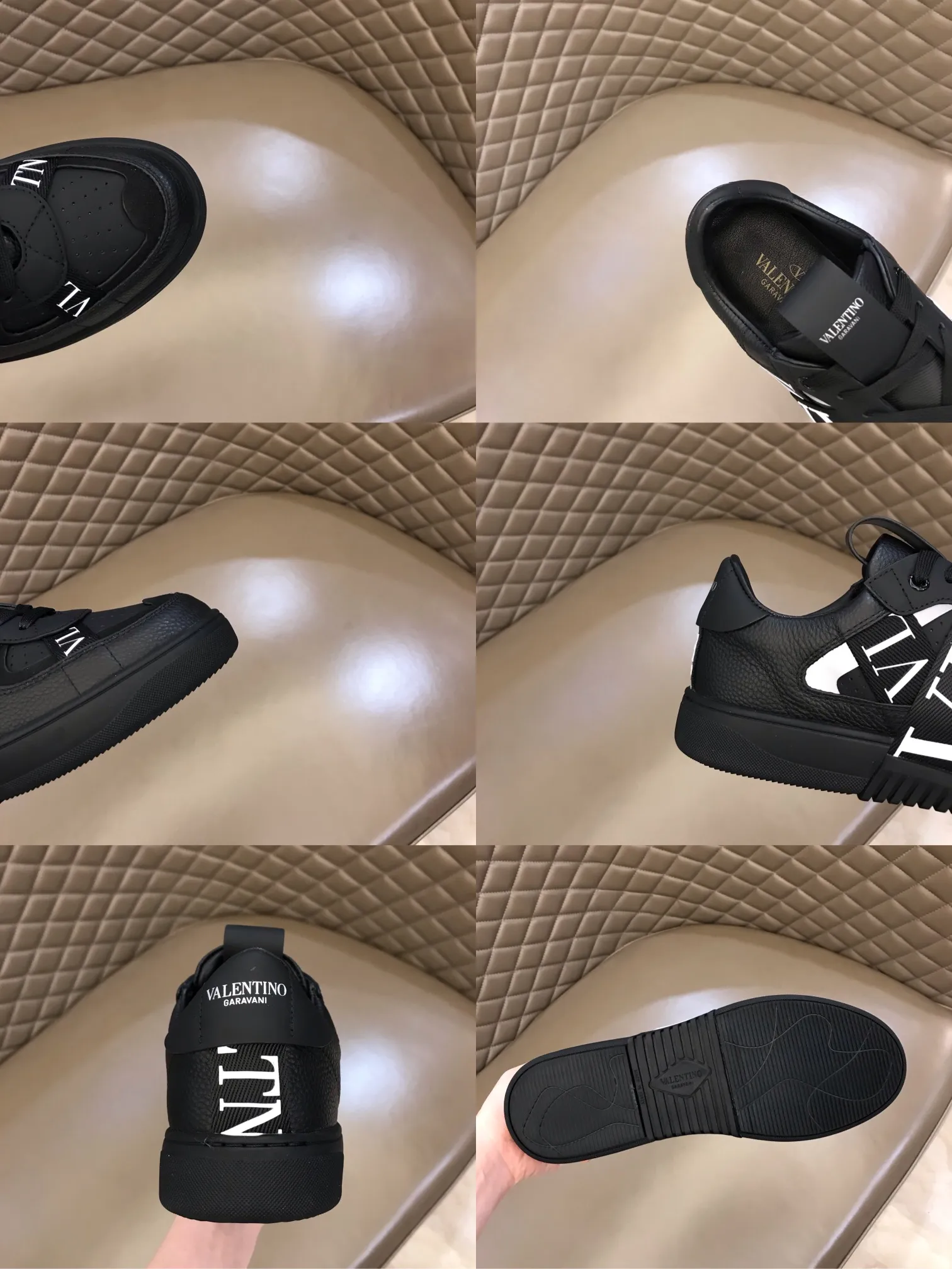 p440 "Valentin*" new spring and summer calfskin lace-up sneakers. No man should be able to refuse these shoes. The classic color scheme is so handsome! Purchase a high-precision replica of the original version to instantly sell off the market currency! 6 VLTN logo rubber effect straps - Valentino Garavani Logo printed on the back and tongue, all materials are customized to ensure quality! Size: 38-44